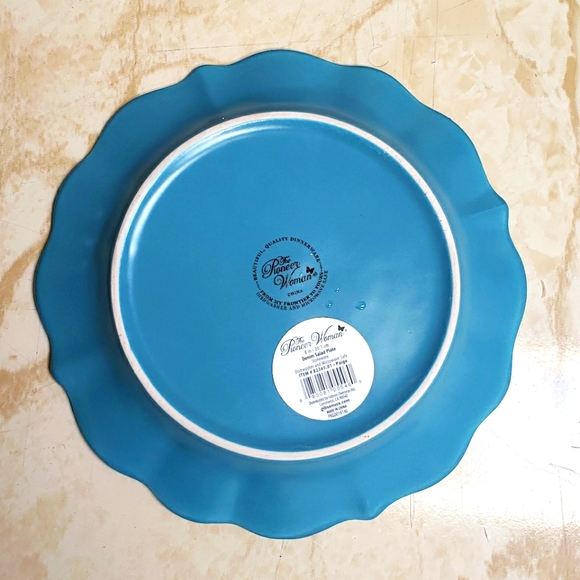 Charming Scalloped Salad Plates Inspired by Pioneer Woman's Denim Blue Design - Picture 3 of 4